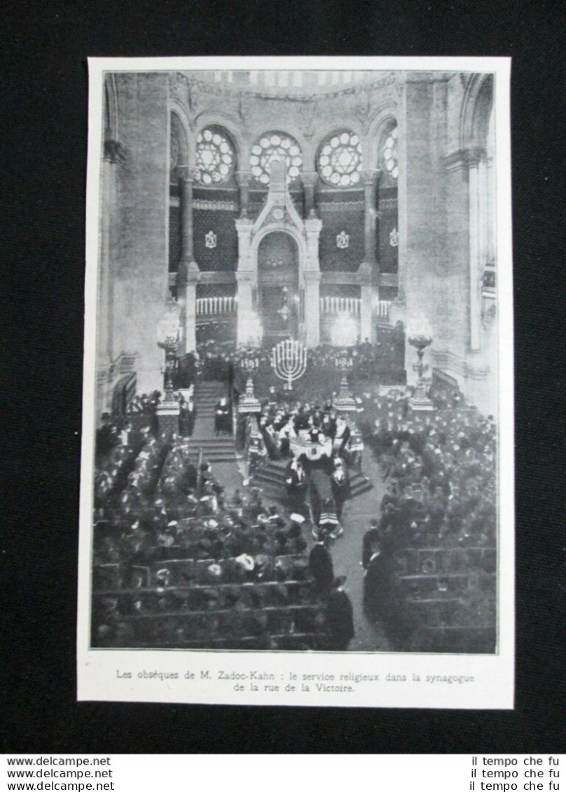 Funerale Di Zadock-Kahn: Sinagoga Via Della Vittoria A Parigi Stampa Del 1905 - Andere & Zonder Classificatie