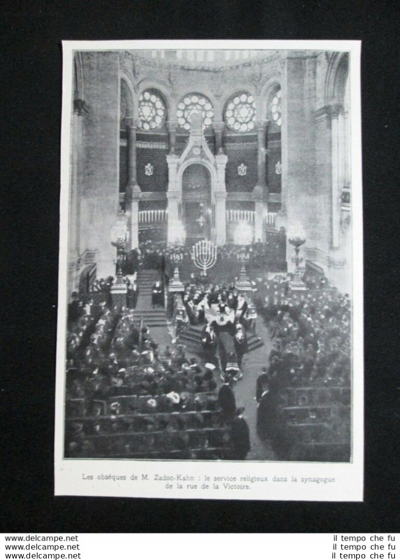 Funerale Di Zadock-Kahn: Sinagoga Via Della Vittoria A Parigi Stampa Del 1905 - Otros & Sin Clasificación