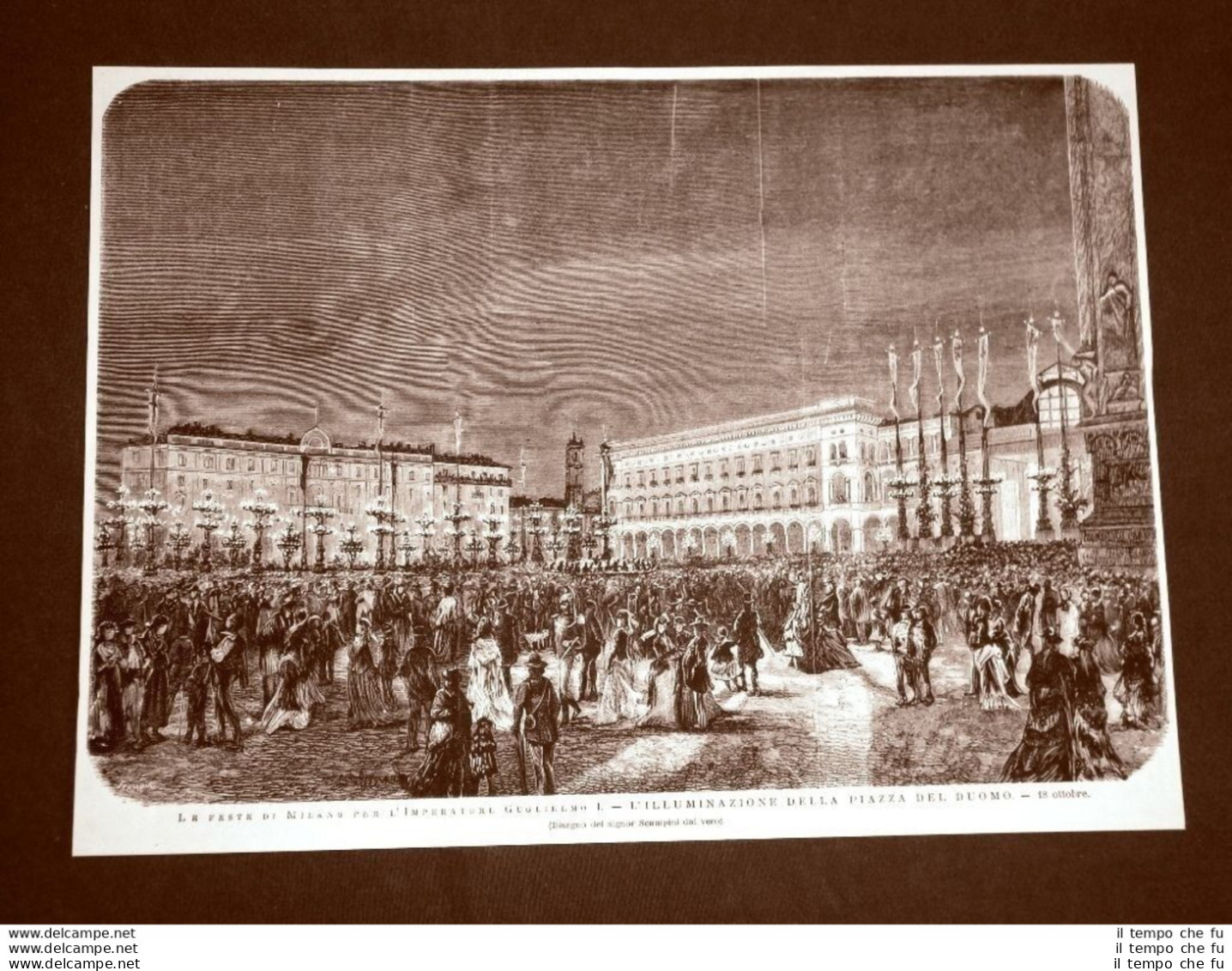 Milano 18 Ottobre 1875 Feste Imperatore Guglielmo I Illuminazione Piazza Duomo - Avant 1900