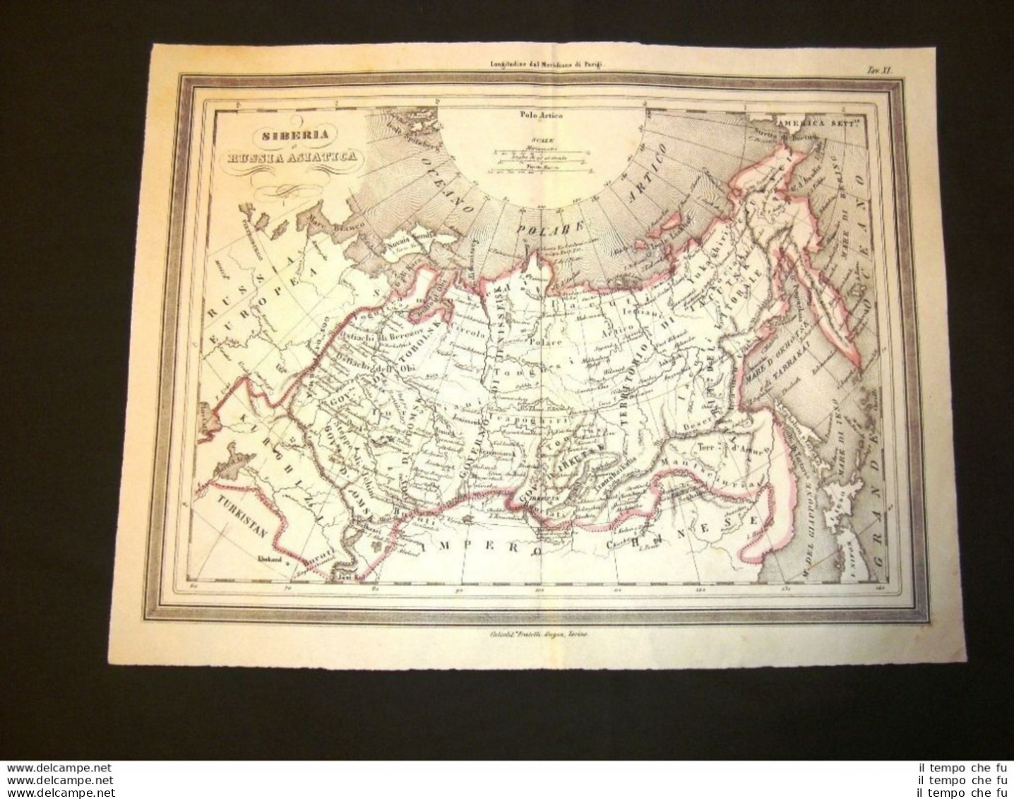 Carta Geografica Mappa Marmocchi Del 1876 Siberia O Russia Asiatica- U.R.S.S. - Avant 1900