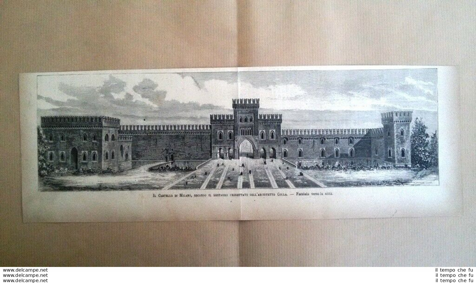 Castello Di Milano, Restauro Progettato Dall'architetto Colla Incisione Del 1882 - Avant 1900