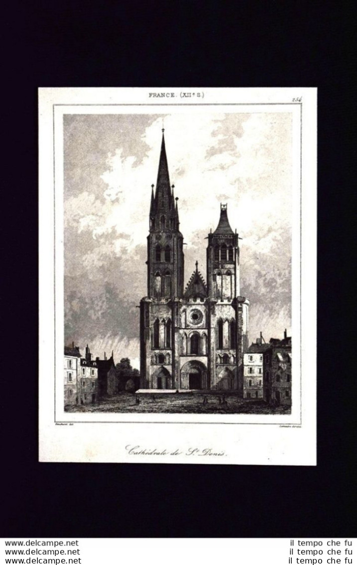 Cathedrale De St. Denis, France Incisione Del 1850 L'Univers Pittoresque - Antes 1900