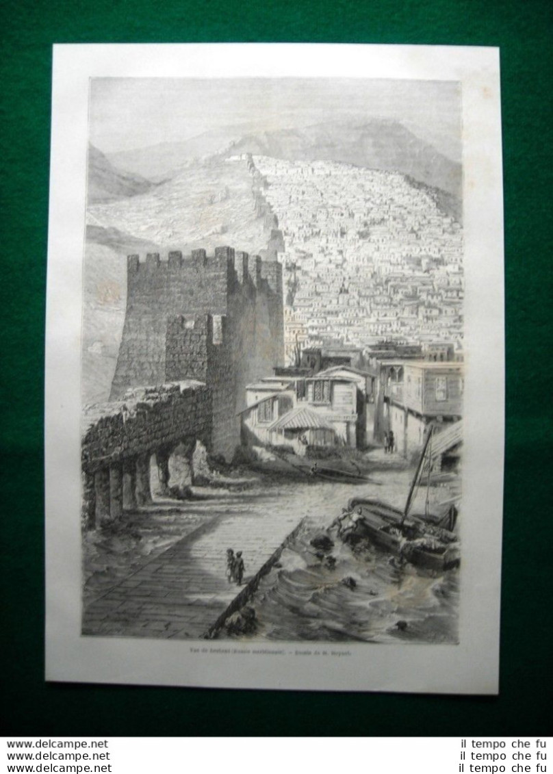 Gravure Année 1860 Russie Méridionale, Vue De Derbent - Antes 1900