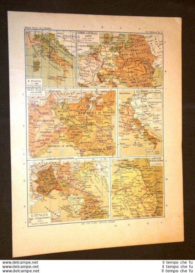 Carta Cartina Estratta Da Atlante Del 1890 L'Italia Nel 1796, 1799, 1798 E 1806 - Avant 1900