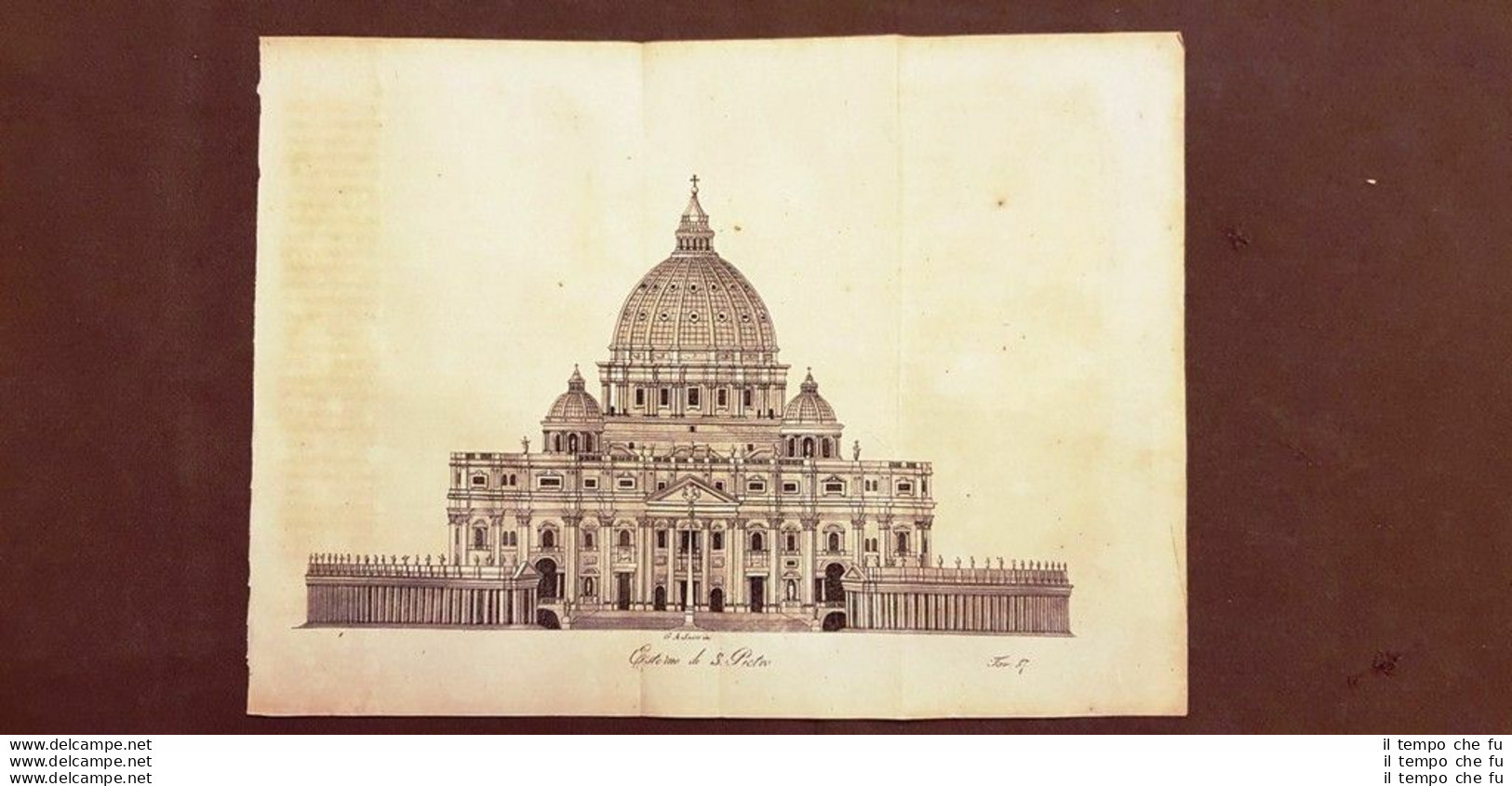 Basilica Di San Pietro Roma Acquaforte Del 1830 Costume Antico Giulio Ferrario - Antes 1900