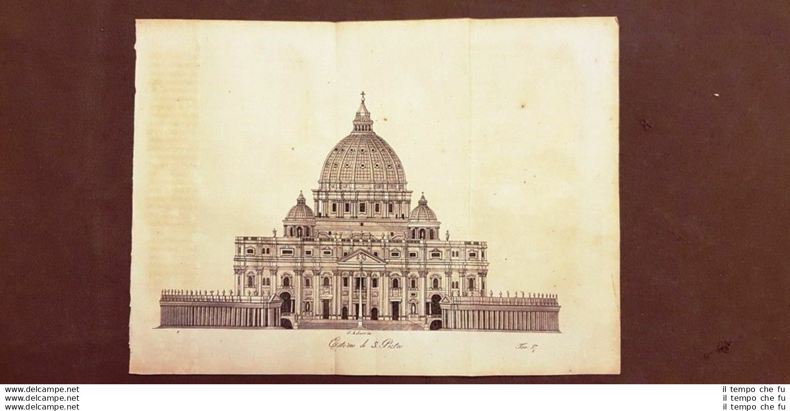Basilica Di San Pietro Roma Acquaforte Del 1830 Costume Antico Giulio Ferrario - Ante 1900