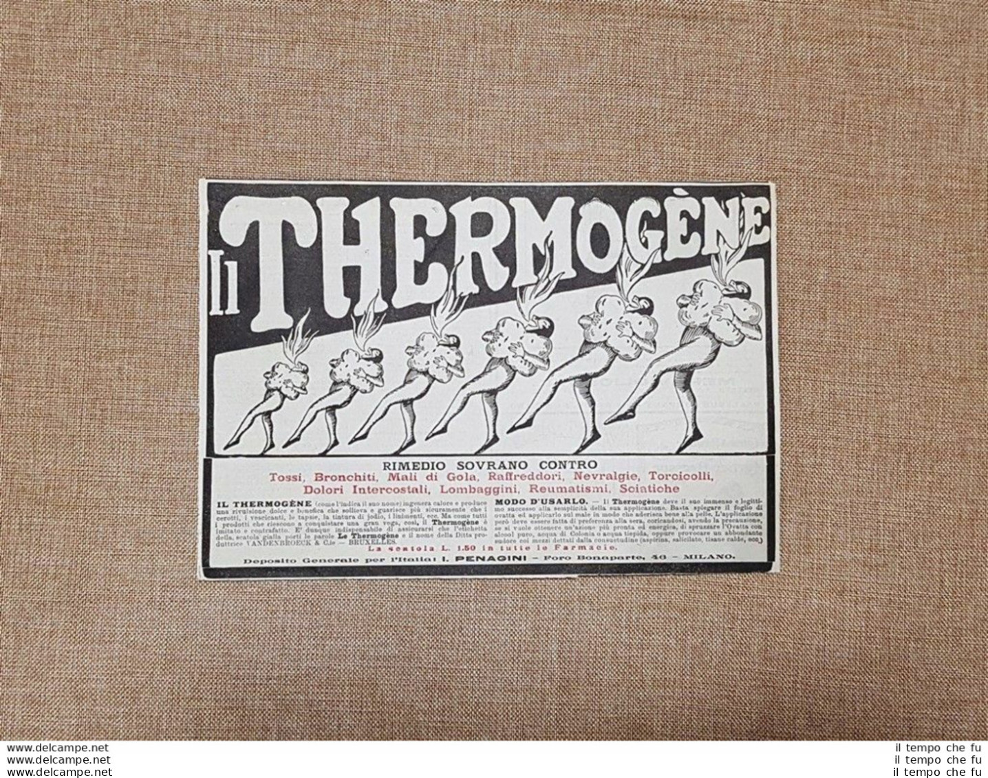 Pubblicità Del 1913 Il Thermogènè Contro Tosse E Bronchite I.Penagini Milano - Otros & Sin Clasificación