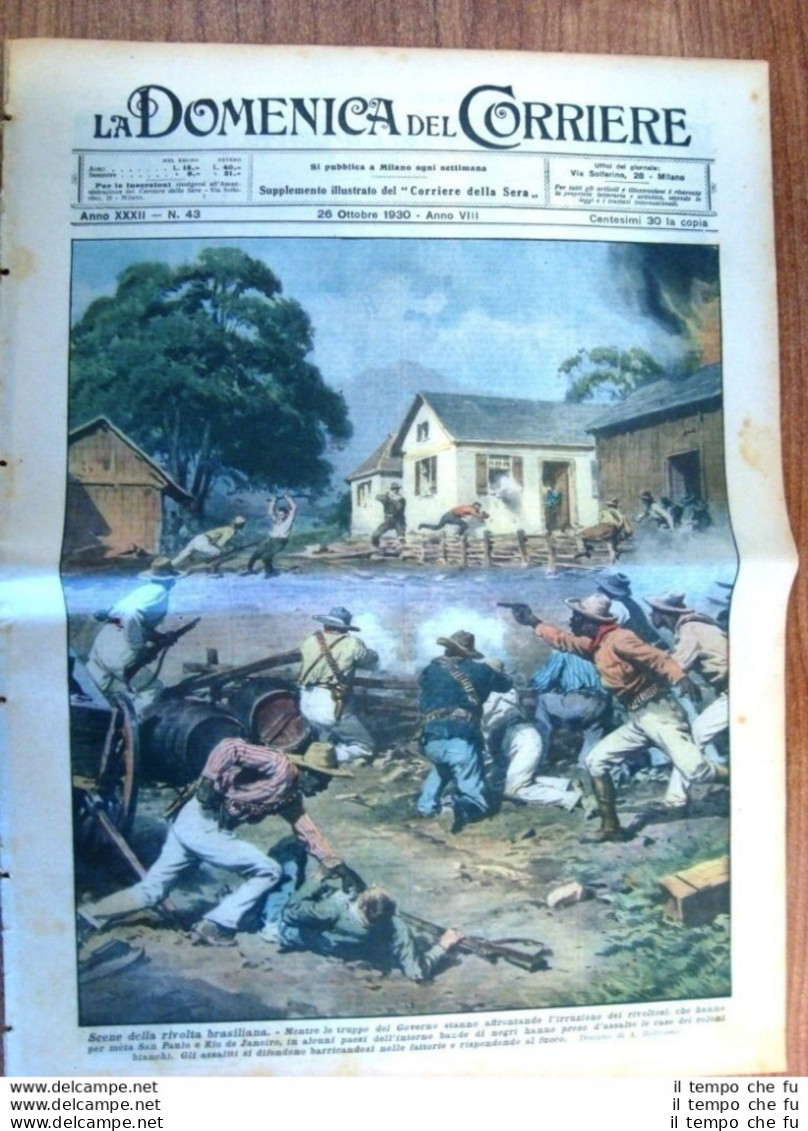 La Domenica Del Corriere 26 Ottobre 1930 San Paulo Rio De Janeiro Toscana Tibet - Altri & Non Classificati