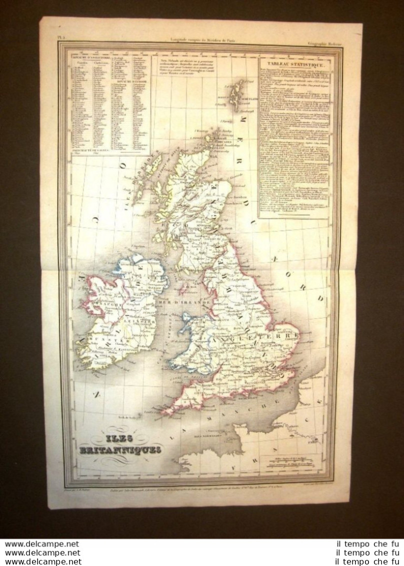 Carta Geografica Mappa Dufour Del 1840 Isole Britanniche - British Isles - Voor 1900