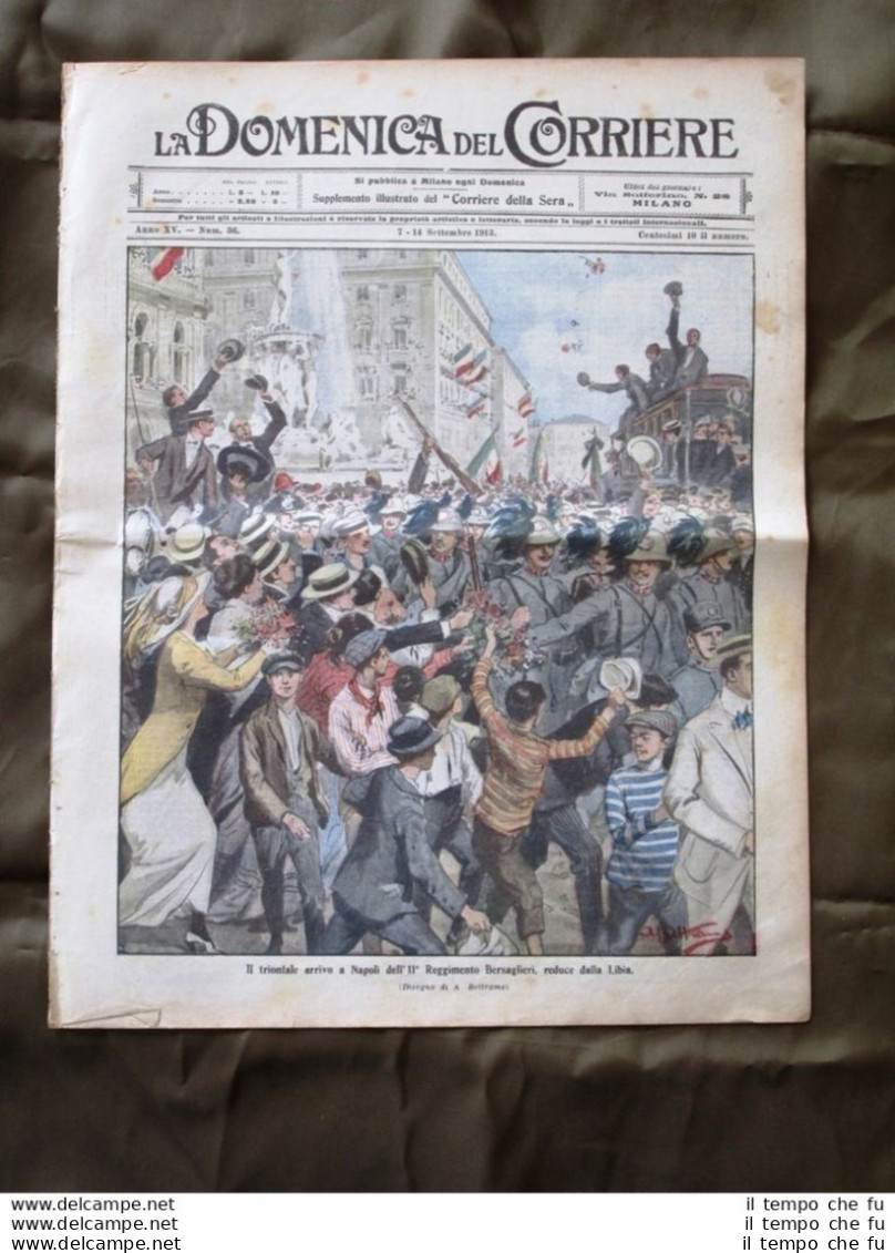 La Domenica Del Corriere 7 Settembre 1913 Bersaglieri Gendarmi Lunel Dirigibile - Altri & Non Classificati