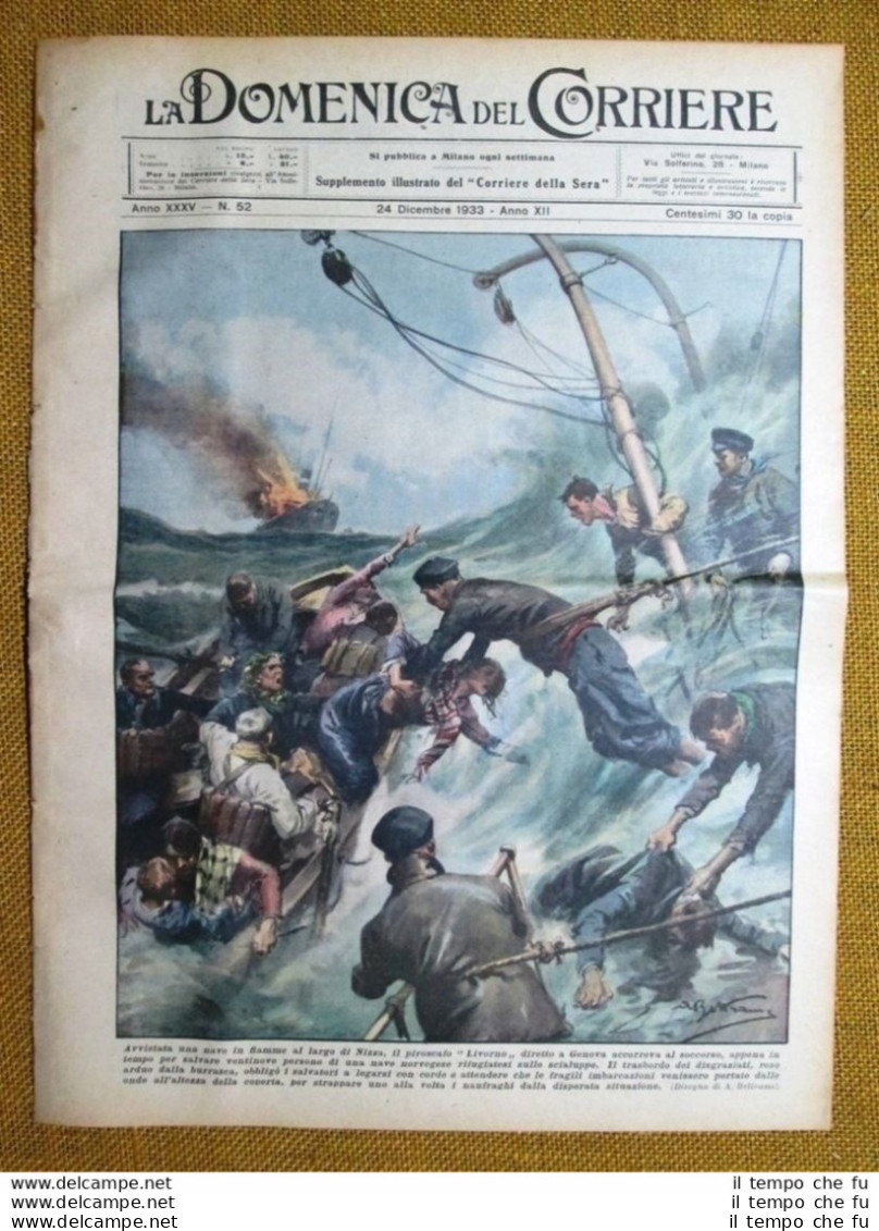 La Domenica Del Corriere 24 Dicembre 1933 Nizza - Nuova York - Agordat (Eritrea) - Sonstige & Ohne Zuordnung