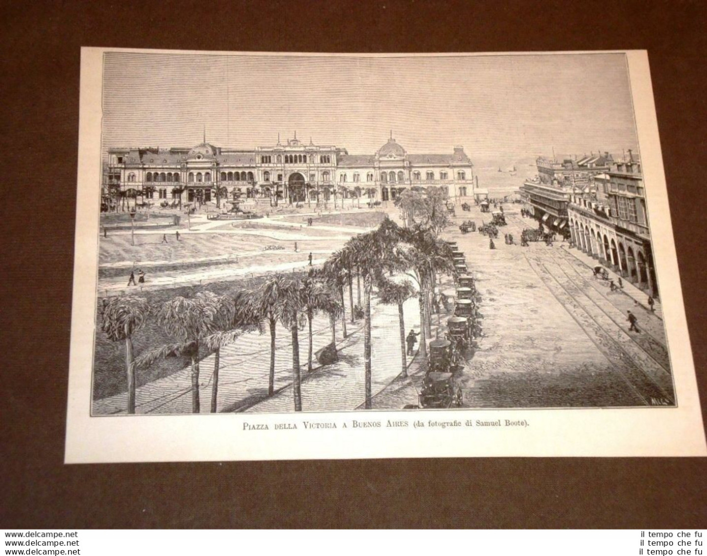 Rara Ed Animata Veduta Di Buenos Aires Del 1887 Piazza Della Victoria Argentina - Avant 1900