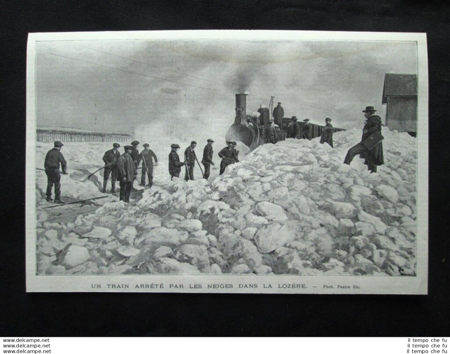 Un Treno Fermato Dalla Neve Nella Lozere, In Francia Stampa Del 1903 - Autres & Non Classés