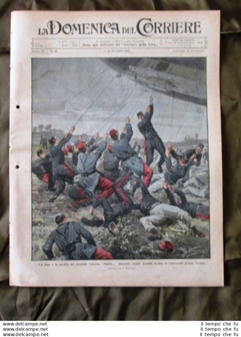 La Domenica Del Corriere 15 Dicembre 1907 Dirigibile Tramvieri Sommergibile - Sonstige & Ohne Zuordnung