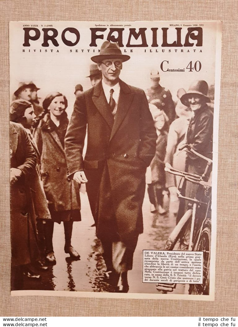 Copertina Pro Familia Del 1938 Eamon De Valera Presidente Stato Libero D'Irlanda - Sonstige & Ohne Zuordnung