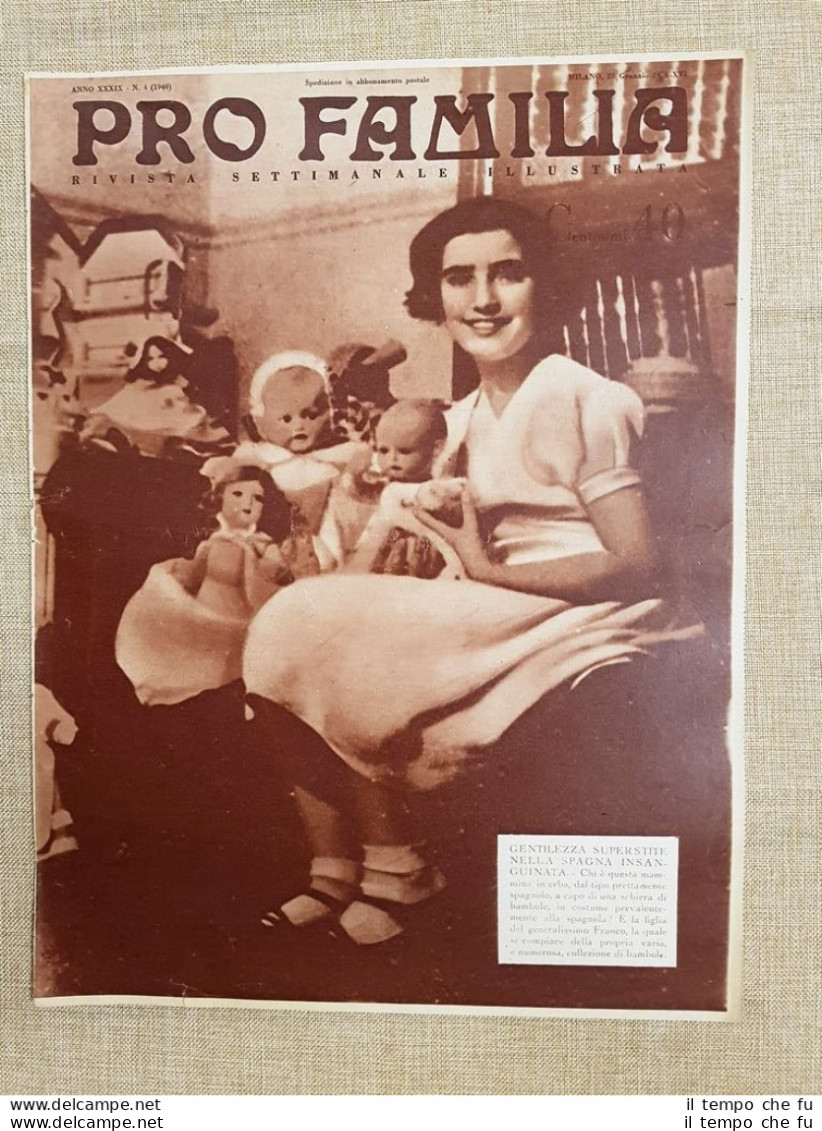 Copertina Pro Familia Del 1938 Carmen Franco Figlia Del Generalissimo Spagna - Andere & Zonder Classificatie