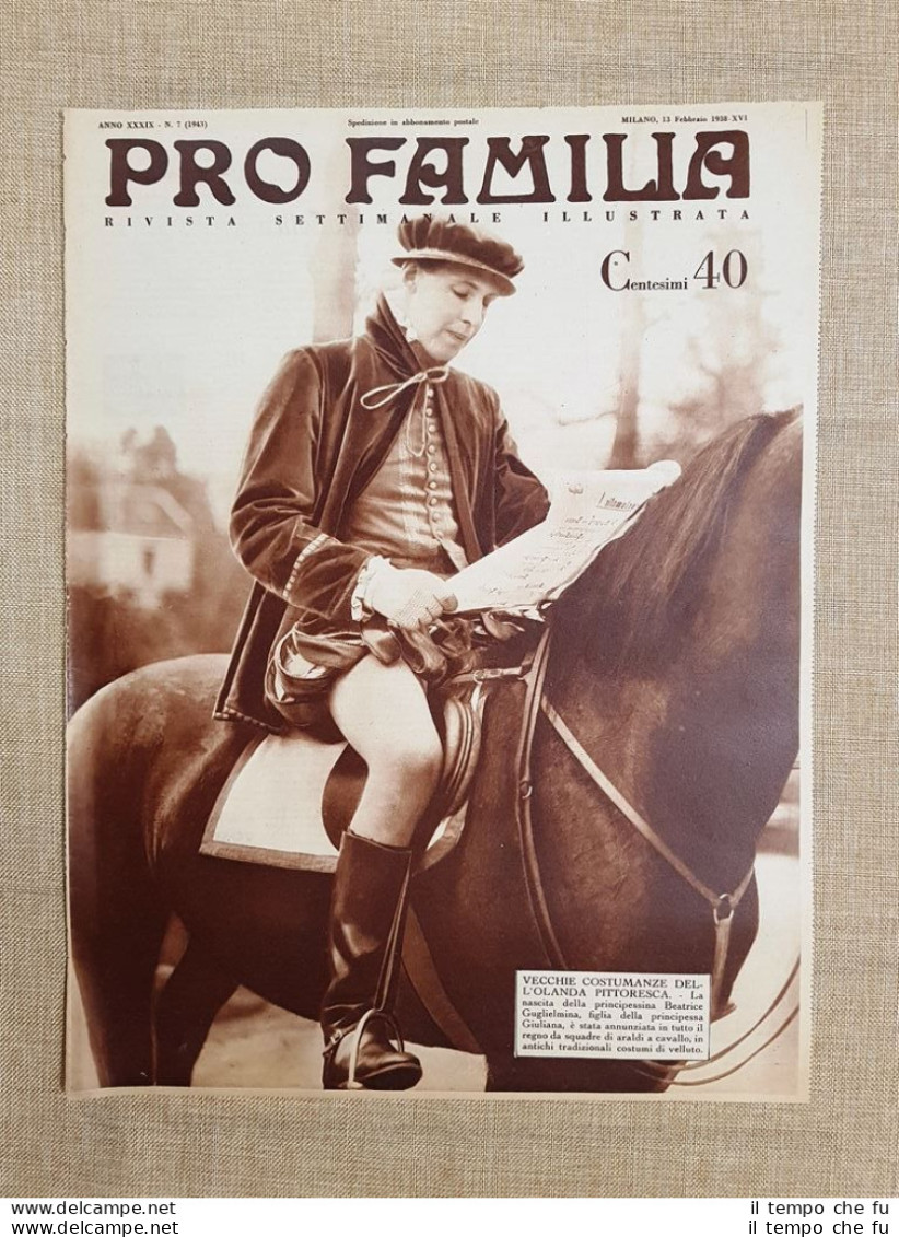 Copertina Pro Familia Del 1938 Olanda Araldi A Cavallo Per Beatrice Guglielmina - Sonstige & Ohne Zuordnung