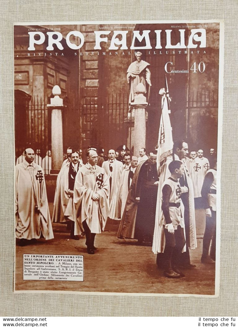 Copertina Pro Familia Del 1937 Cavalieri Santo Sepolcro Milano Duca Di Bergamo - Altri & Non Classificati