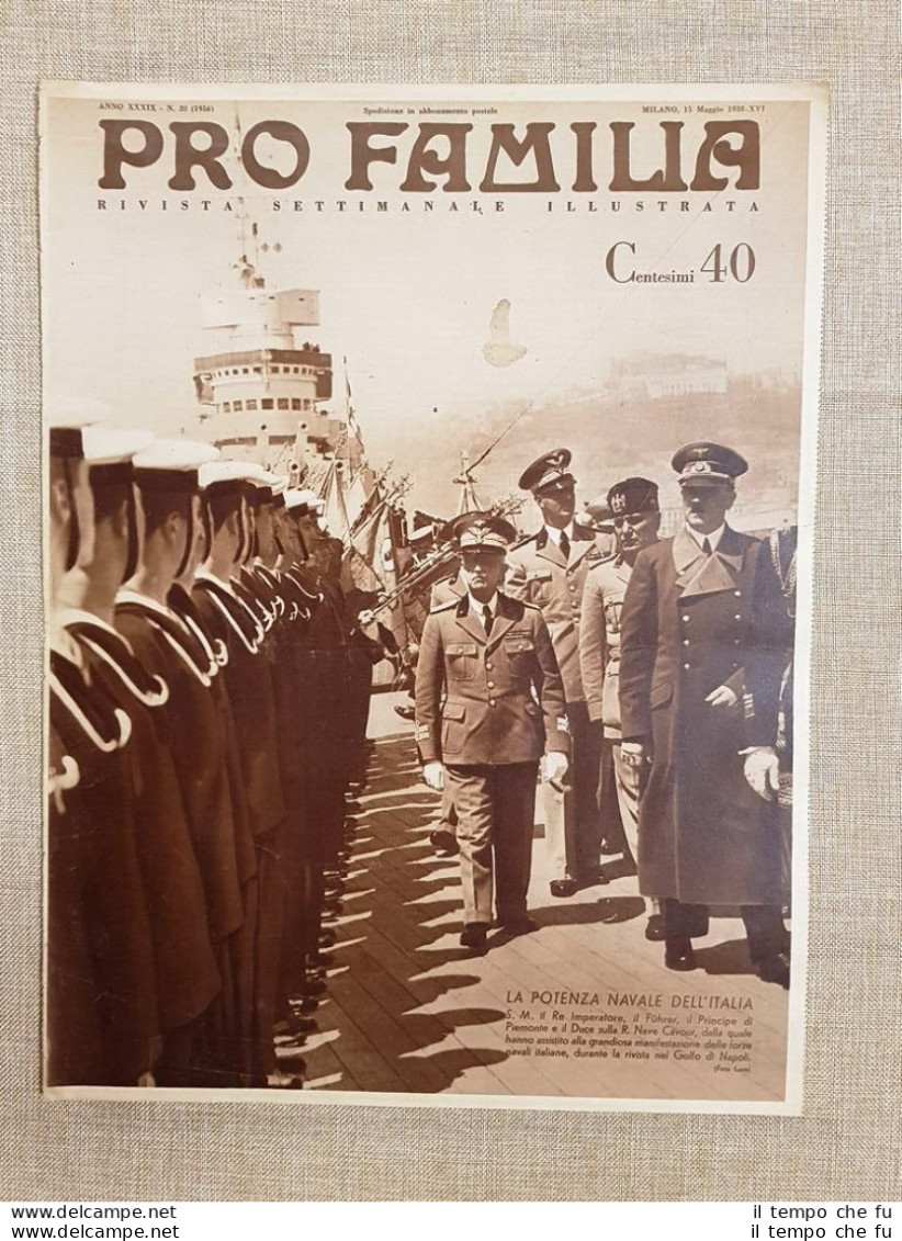 Copertina Pro Familia 1938 Vittorio Emanuele III Mussolini Hitler Cavour Napoli - Autres & Non Classés