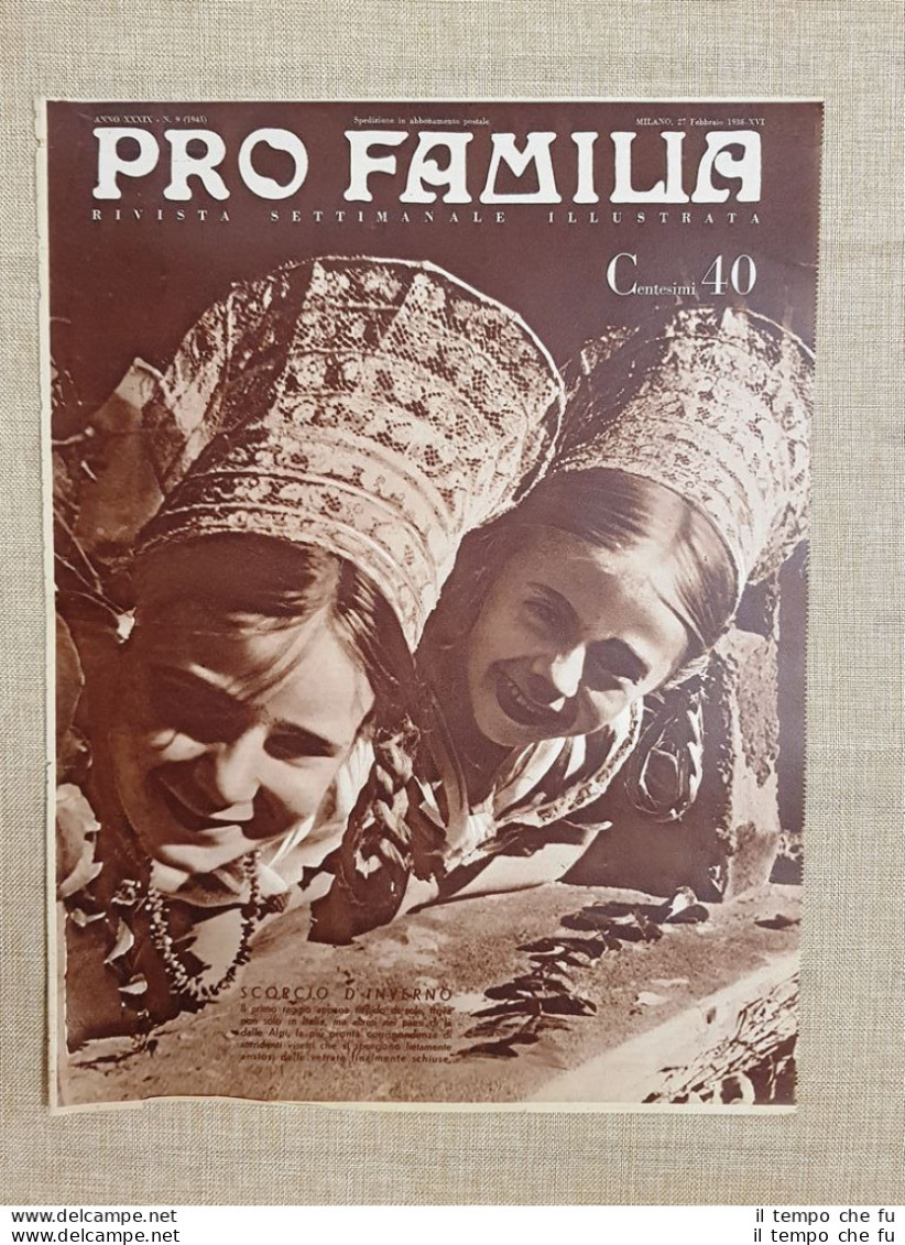 Copertina Pro Familia Del 1938 Scorcio D'inverno E Costume Tipico D'oltralpe - Sonstige & Ohne Zuordnung