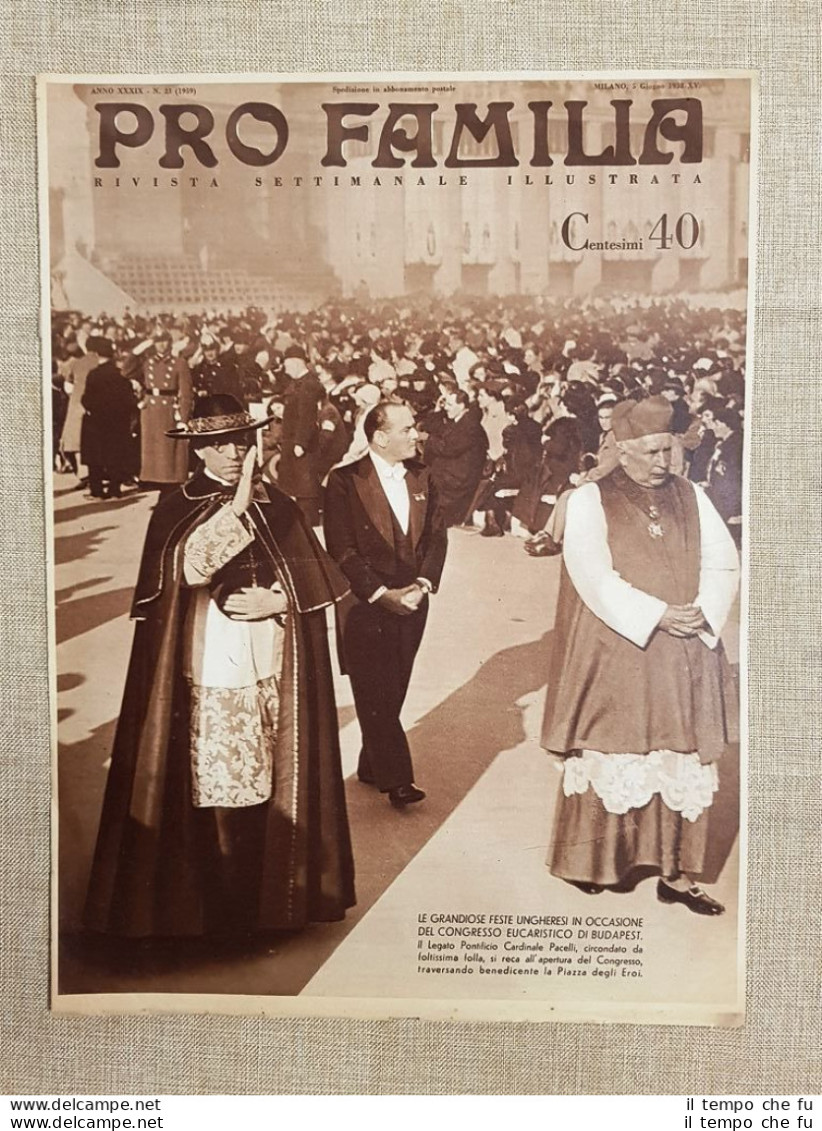 Copertina Pro Familia Del 1938 Budapest Cardinale Pacelli Congresso In Ungheria - Otros & Sin Clasificación