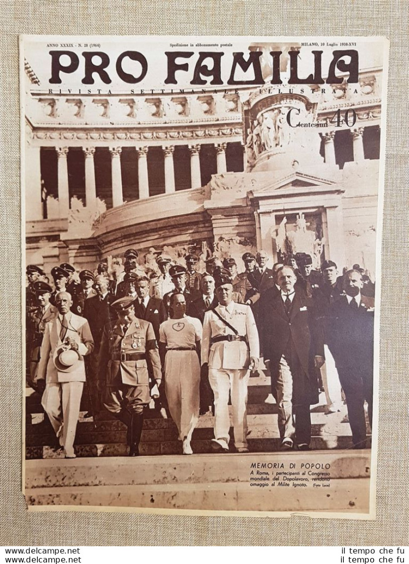 Copertina Pro Familia Del 1938 Roma Congresso Del Dopolavoro Al Milite Ignoto - Sonstige & Ohne Zuordnung