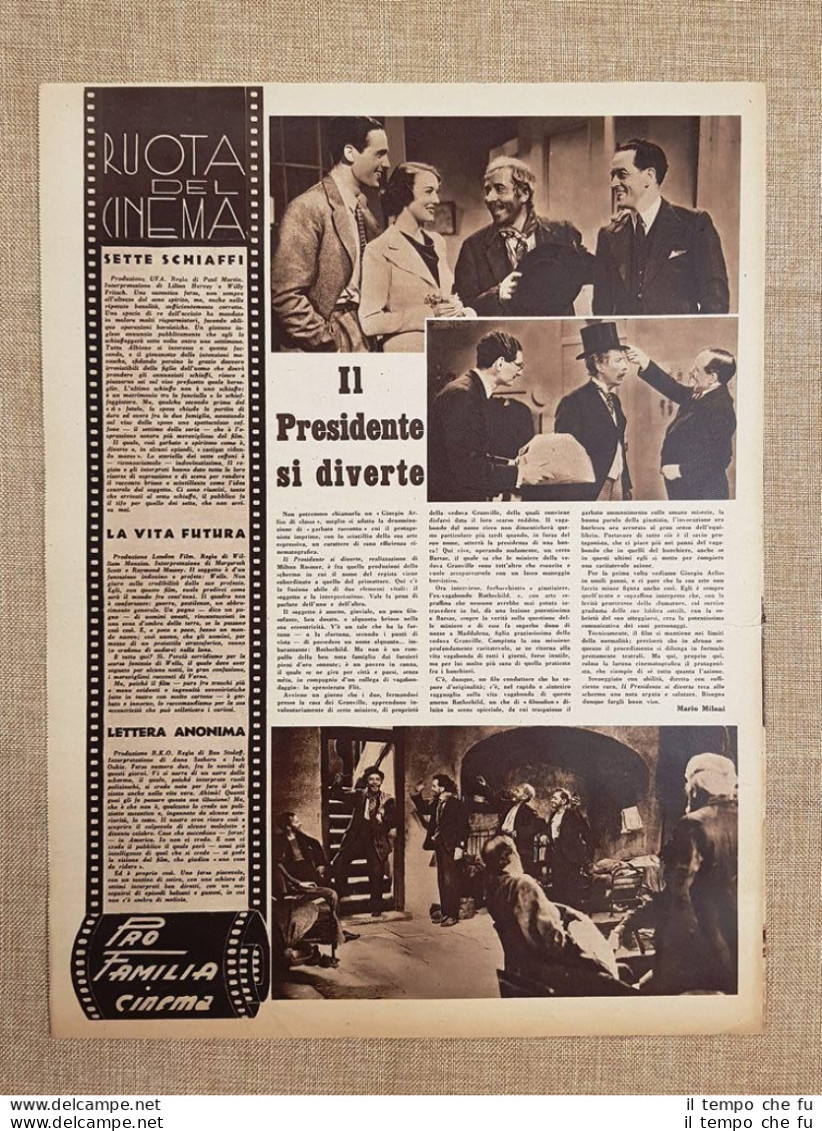 Film Presidente Si Diverte Lettera Anonima Vita Futura Illustrazione Cinema 1937 - Sonstige & Ohne Zuordnung