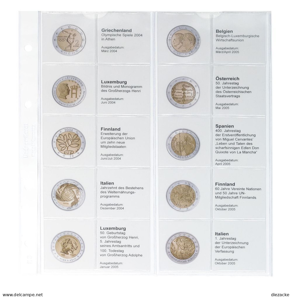 Lindner Vordruckblatt Karat Für 2 Euro-Münzen 1118-1 Neu - Matériel