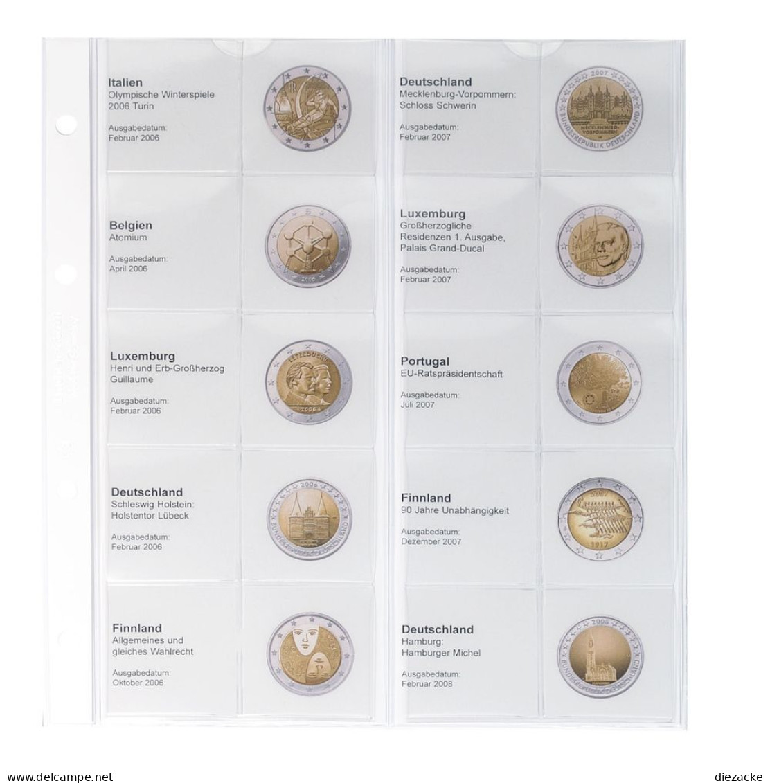 Lindner Vordruckblatt Karat Für 2 Euro-Münzen 1118-2 Neu - Matériel