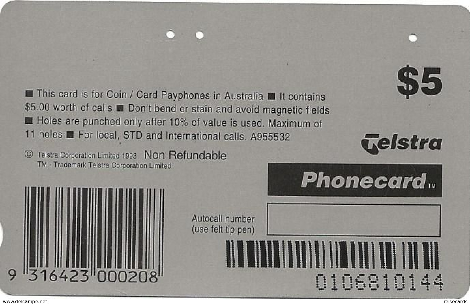 Australia: Telstra - International Phonecards World Exhibition Hongkong 1995 - Australien