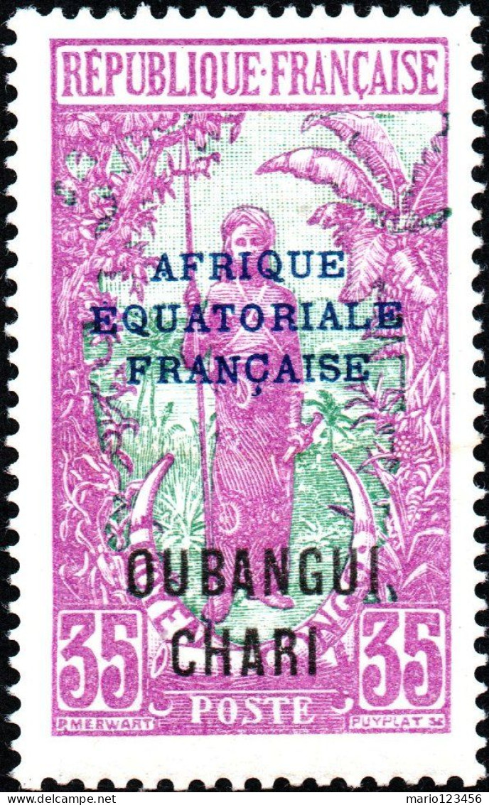 UBANGI-SHARI, COSTUMI LOCALI, 1924, NUOVI (MLH*) Mi:FR-OU 52, Scott:FR-OU 54, Yt:FR-OU 53 - Unused Stamps