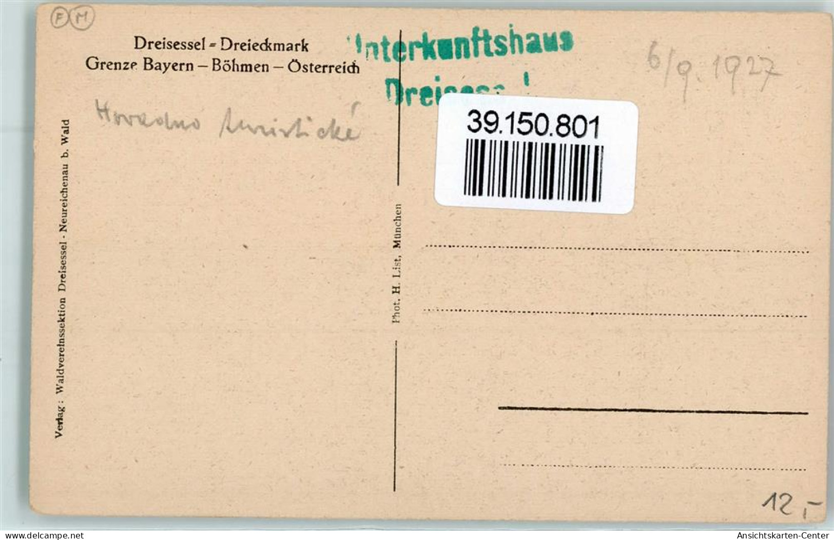 39150801 - Bayern Boehmen Oesterreich Grenzstein AK - Customs