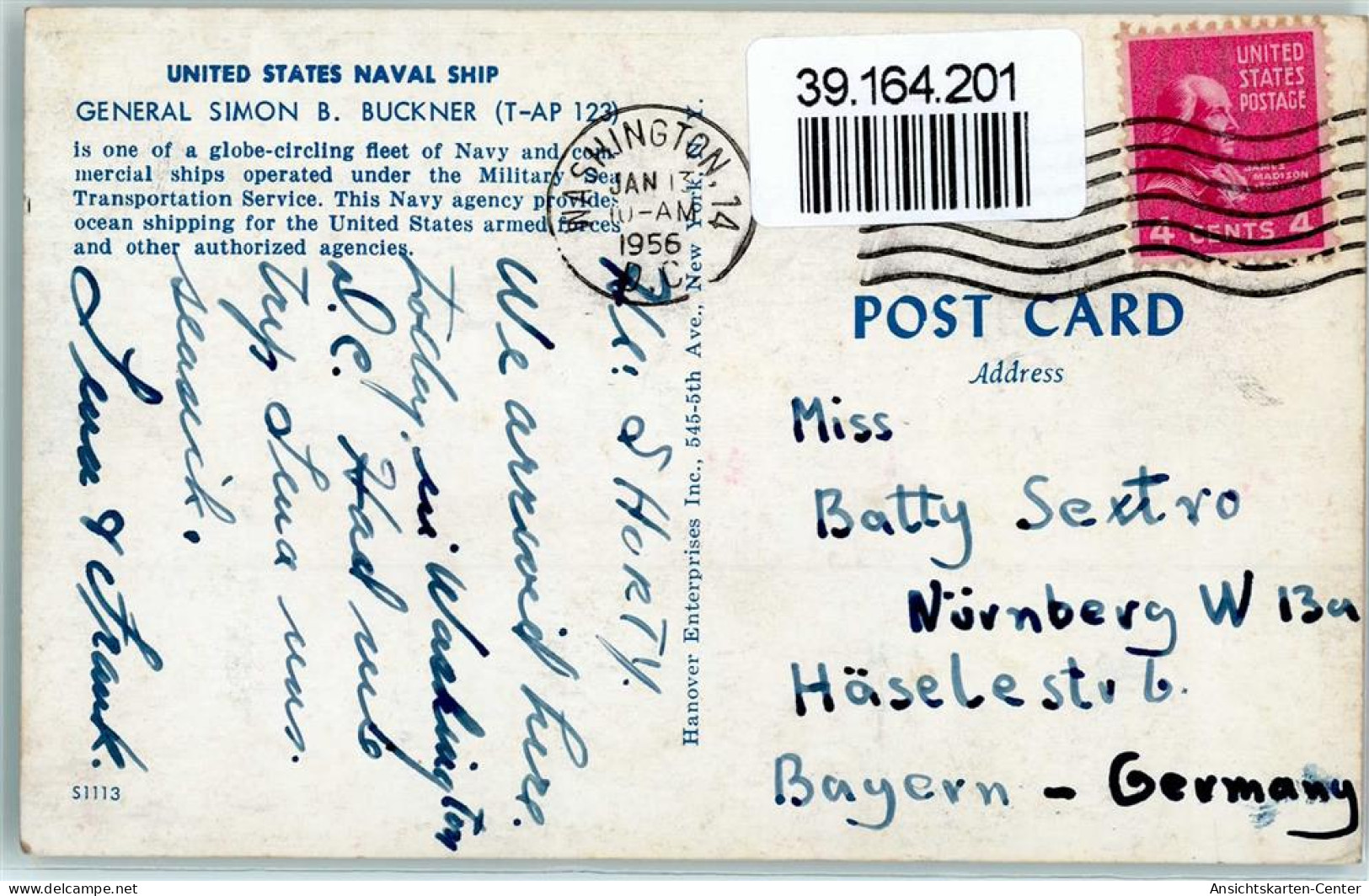 39164201 - Unites States Naval Ship  General Simon B. Buckner - Oorlog