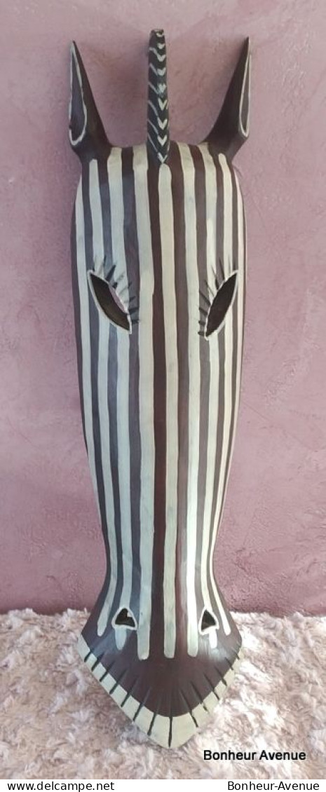 Masque Africain Zèbre En Bois - African Art