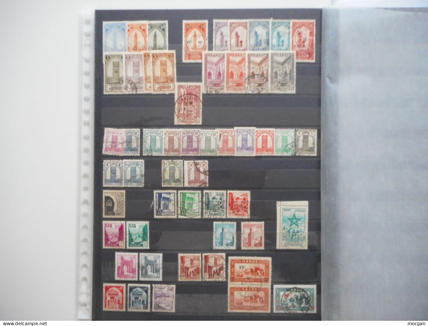 COLONIES FRANCAISES, MAROC, BEAU LOT INTERESSANT DE TIMBRES NEUFS ET VOYAGES + TIMBRES EN FEUILLES  , TOUS LES SCANS