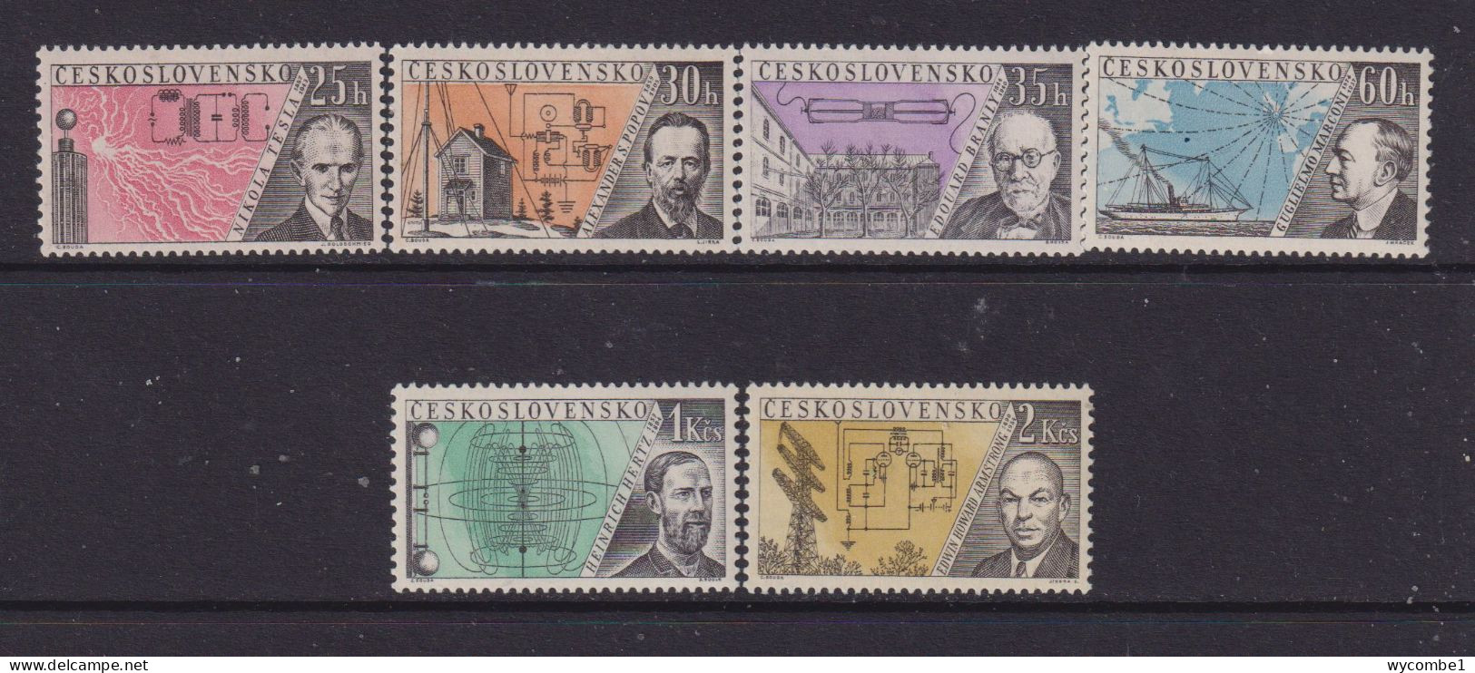 CZECHOSLOVAKIA  - 1959 Radio Inventors Set Never Hinged Mint - Unused Stamps