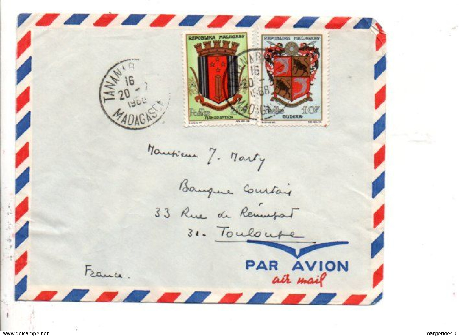 TUNISIE AFFRANCHISSEMENT COMPOSE SUR LETTRE POUR LA FRANCE 1994 - Madagascar (1960-...)