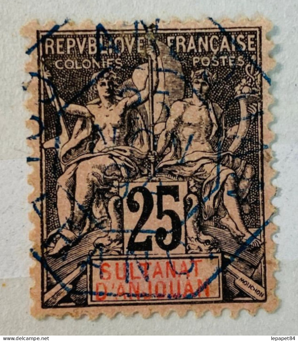 Anjouan YT N° 8 Cachet Hexagonal Bleu - Used Stamps