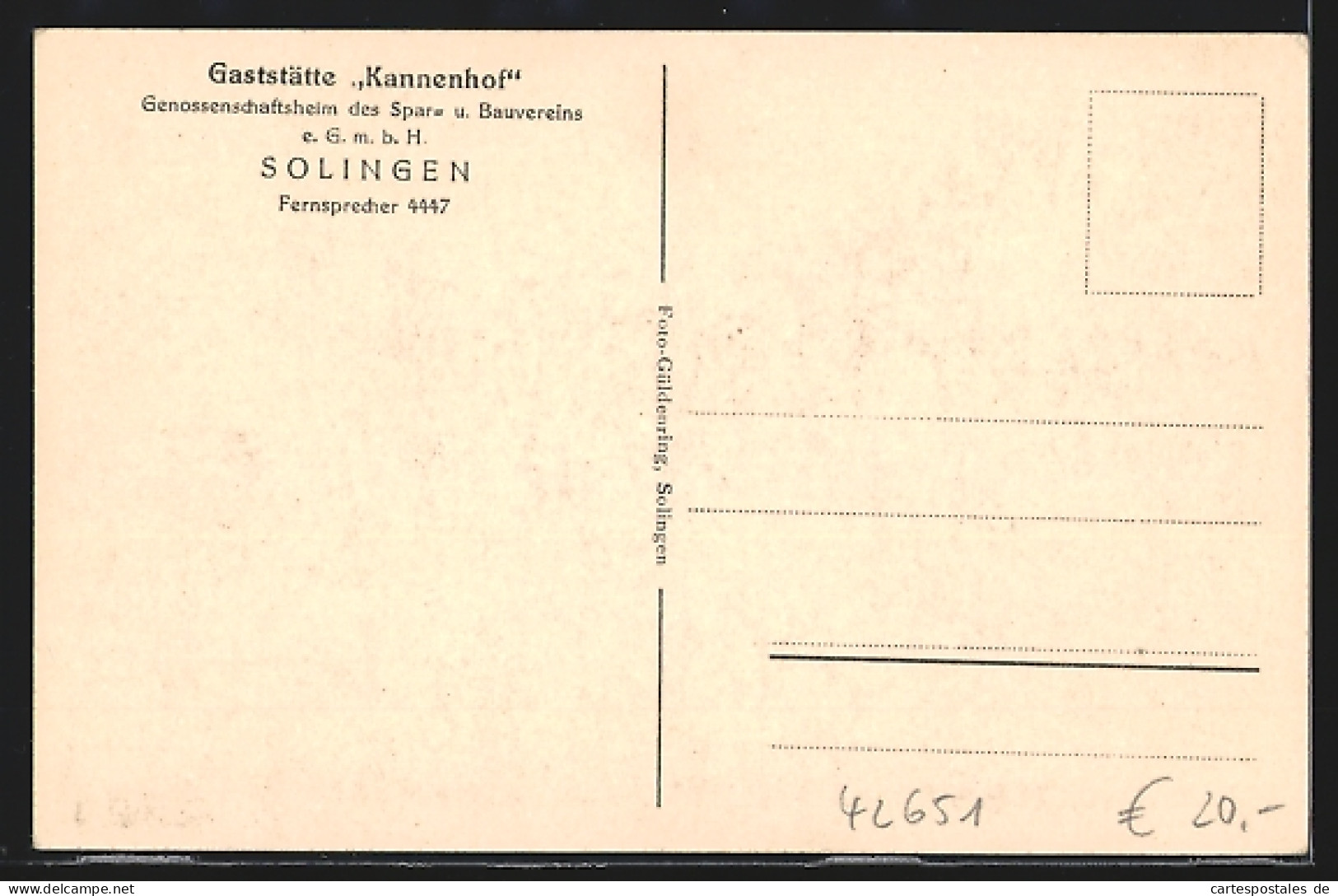 AK Solingen, Aussenbereich Der Gaststätte Kannenhof  - Solingen