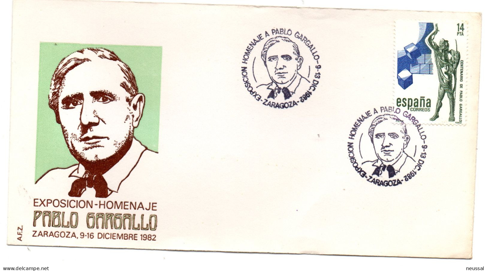 Carta  Con Matasellos Commemorativo De Homenaje A Pablo Gargallo - Storia Postale