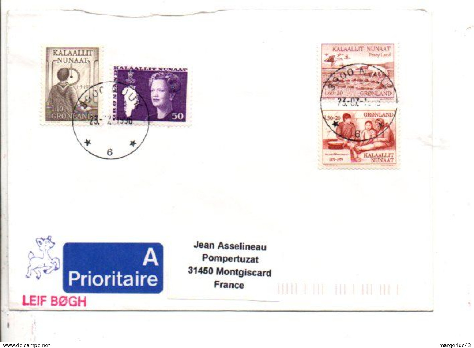 GROELAND AFFRANCHISSEMENT COMPOSE SU LETTRE POUR LA FRANCE 1979 - Storia Postale