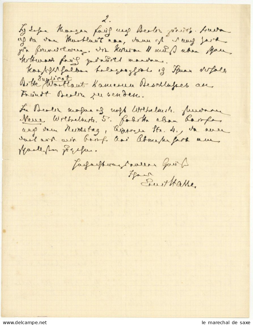 Ernst Hasse (1846-1908) Statistiker Kolonialpolitiker Autograph Leizpig 1894 An Eimer In Tübingen - Politiek & Militair
