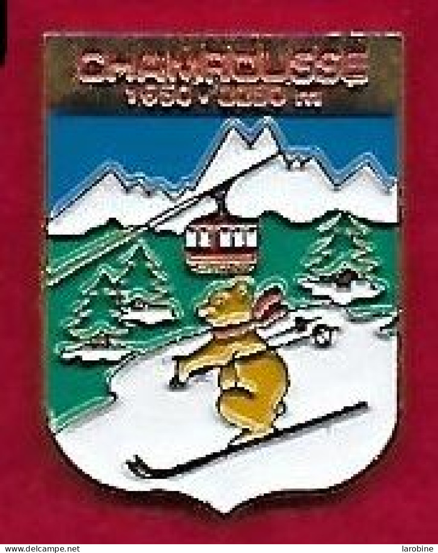 @@ Blason Téléphérique Ski Ours Station De Chamrousse 1650-2250 M Alpes (1.9x2.4) @@sp489a - Villes
