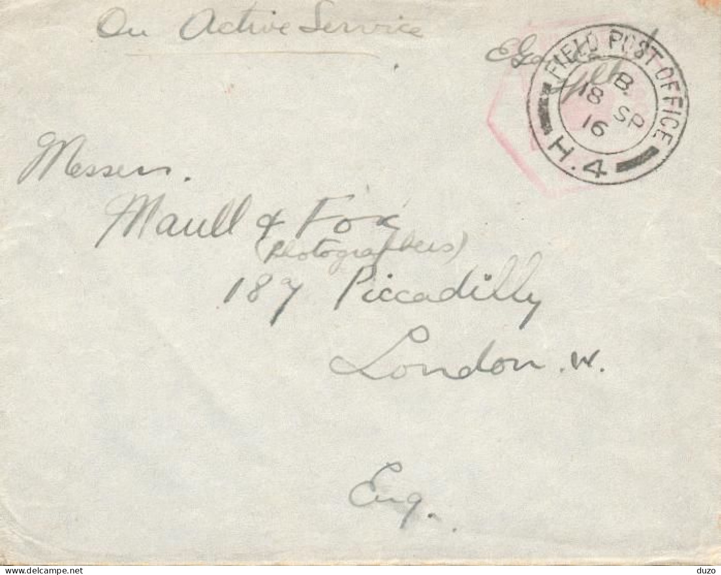 Lettre/Letter - Field Post Office H.4. Du 18 Septembre 1916 Avec Censure Pour London- Voir Descriptif. - Other & Unclassified
