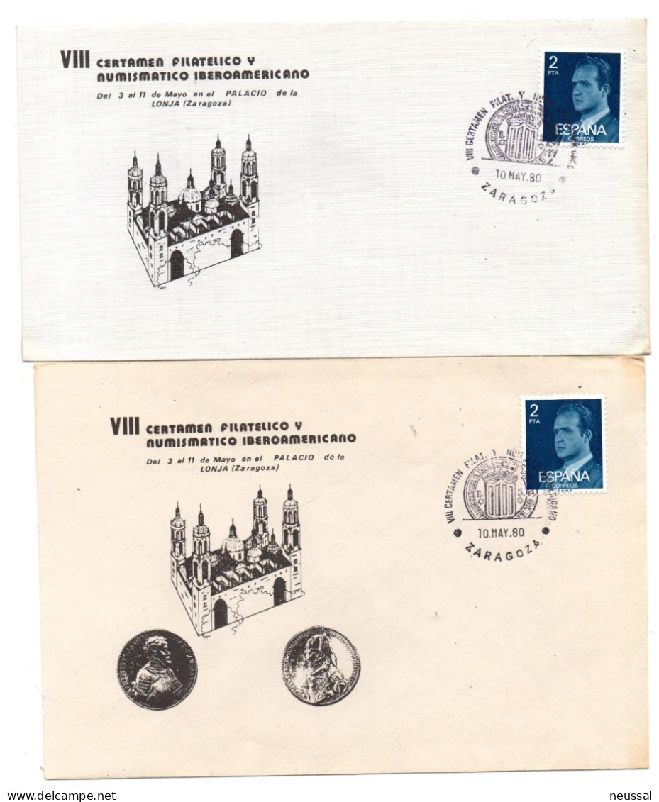 2 Cartas  Con Matasellos Commemorativo De  Certamen Filatelico Y Numismatico De 1980 - Brieven En Documenten