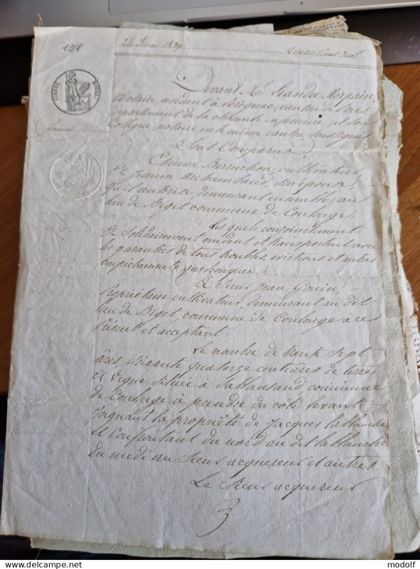 1kg de vieux papiers divers (actes de notaires, lettres , ..) - 18/19ème siècle