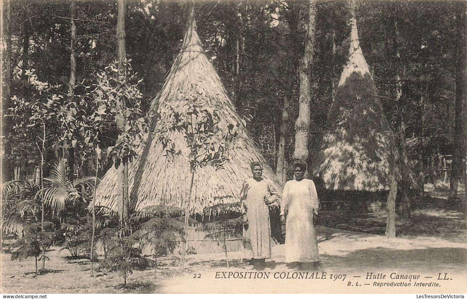 FRANCE - Exposition Coloniale 1907 - Hutte Canaque - L L  - Animé - Vue Générale - Carte Postale Ancienne - Nouvelle Calédonie