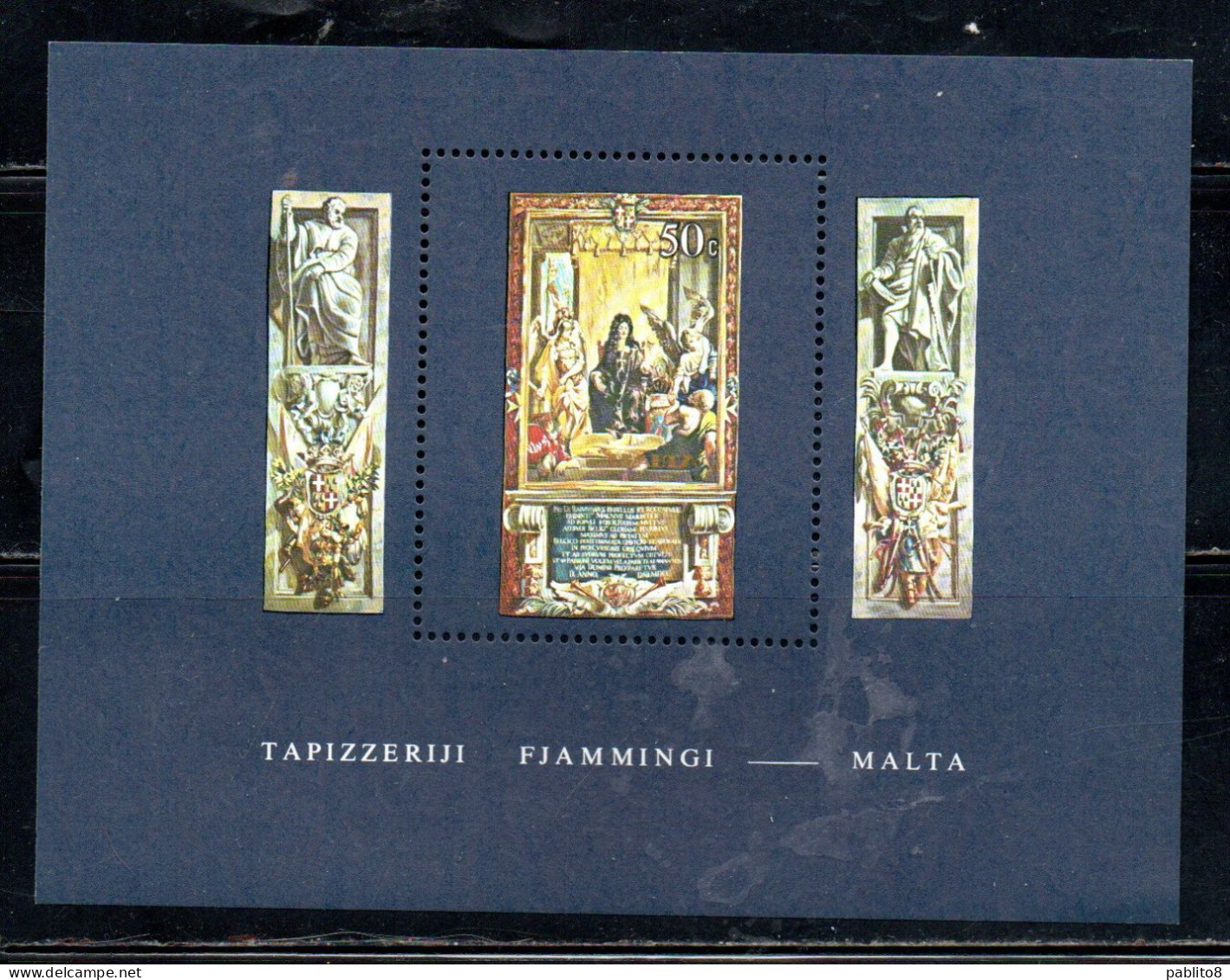 MALTA 1980 RUBENS TAPESTRIES CONSECRETION ST JOHN CATHEDRAL TAPESTRY ARAZZI CATTEDRALE SAN GIOVANNI BLOCK SHEET MNH - Malta