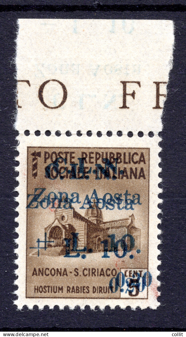 C.L.N. Aosta - Varietà Doppia Soprastampa N. 6b - Andere & Zonder Classificatie