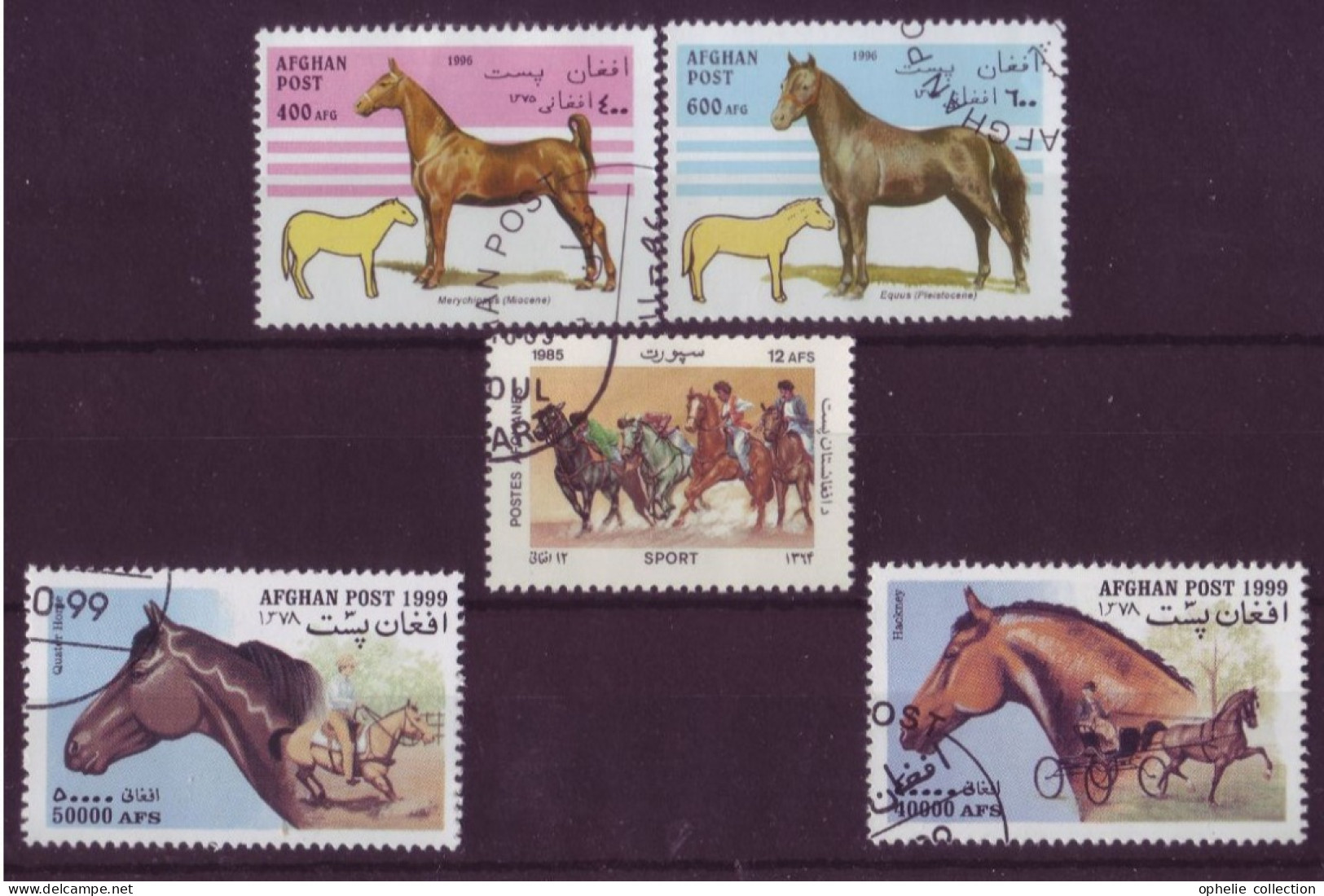 Asie - Afghanistan - Horses - 5 Timbres Différents - 7144 - Afghanistan